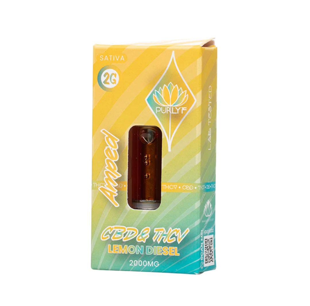 Cartucho Purlyf CBD + THCV 2000MG - Lemon Diesel - Amped (Sativa)