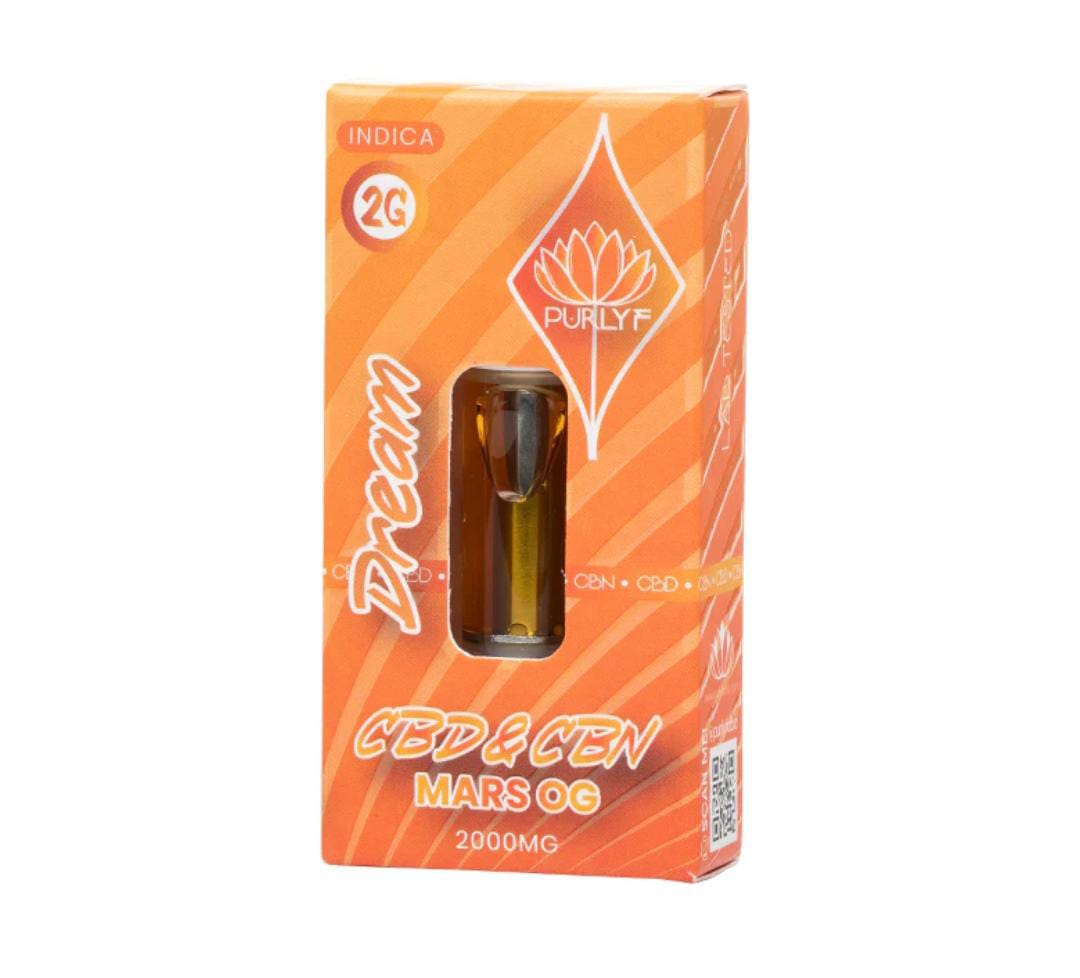 cartucho Sunday Driver Purlyf de 2g CBD contiene CBD y CBG indica