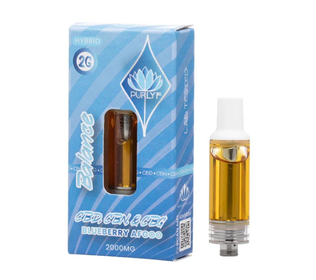 Cartucho Purlyf CBD + CBN + CBG 2000MG - Blueberry Afgoo - Balance (Hibrida)