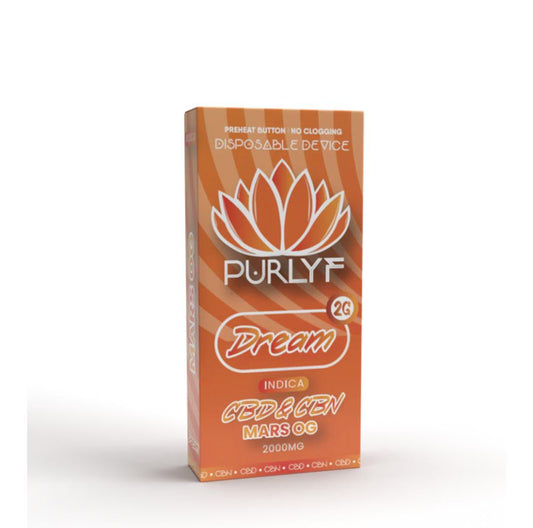Vaporizador Purlyf CBD + CBN 2000MG - Mars OG - Dream (Indica)