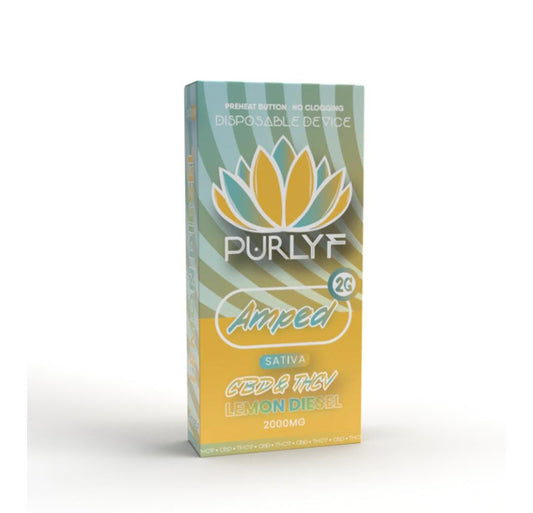 Vaporizador Purlyf CBD + THCV 2000MG - Lemon Diesel - Amped (Sativa)