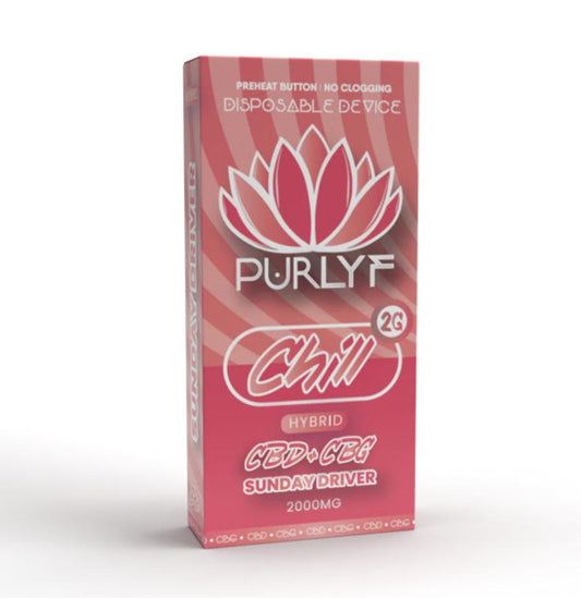 Vaporizador Purlyf CBD + CBG 2000MG - Sunday Driver - Chill (Híbrida)
